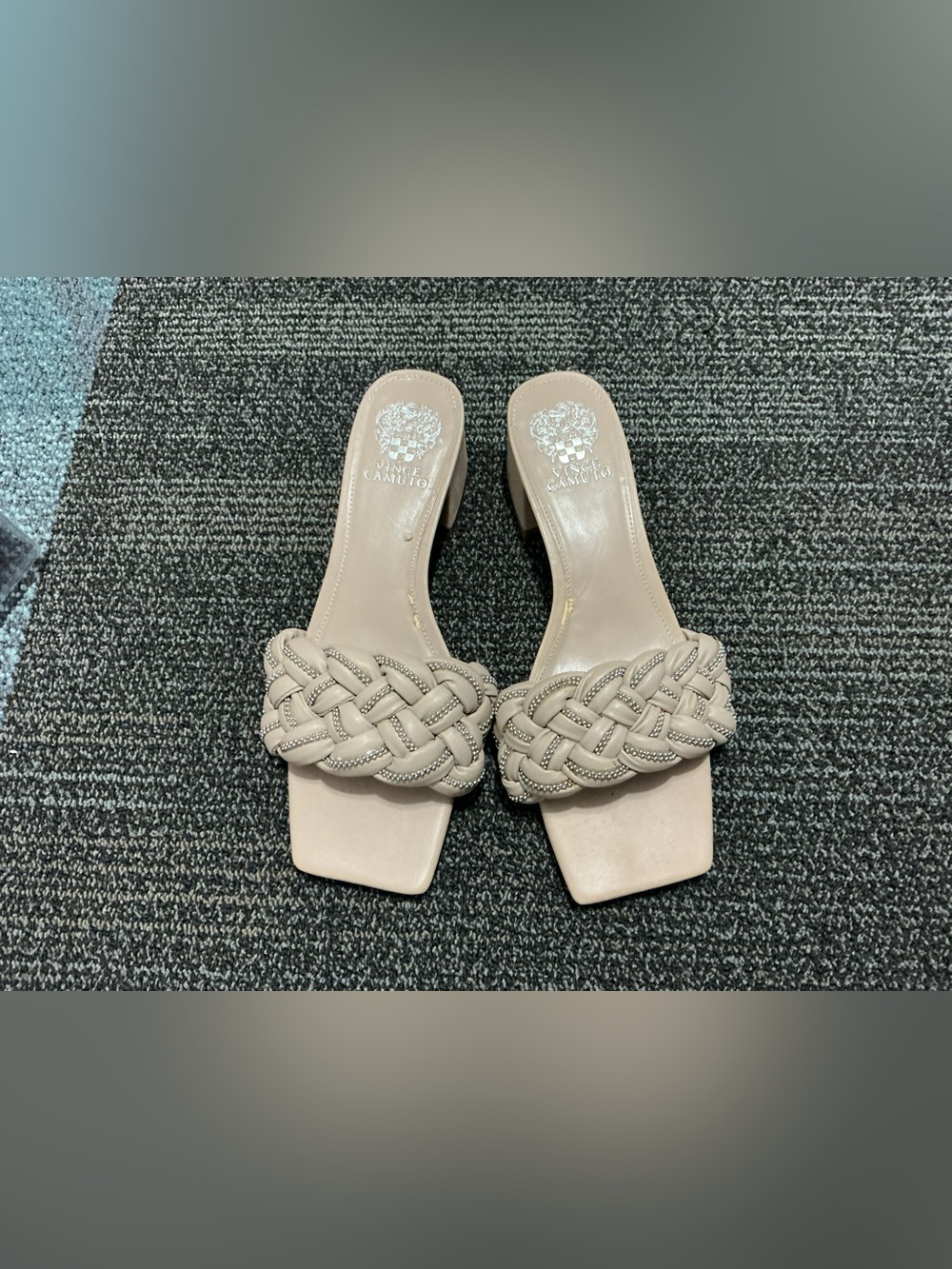 Vince Camuto Braided Taupe Slide Heels